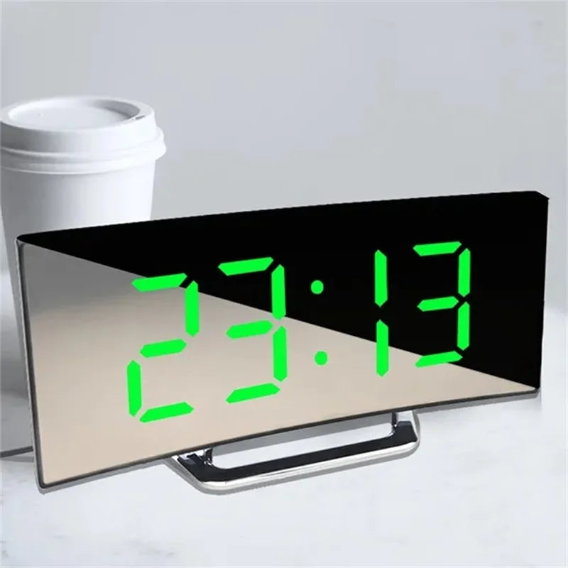 Skanto | LED Curved Screen Digital Alarm Clock with USB Charging