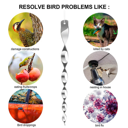 BowLift | Bird Scare Spinning Rods BirdGuard Reflect 12-Piece Set | 30 cm | Reflective Garden Decoration | Drives Away Birds & Protects Fruit, Vegetables & Beds