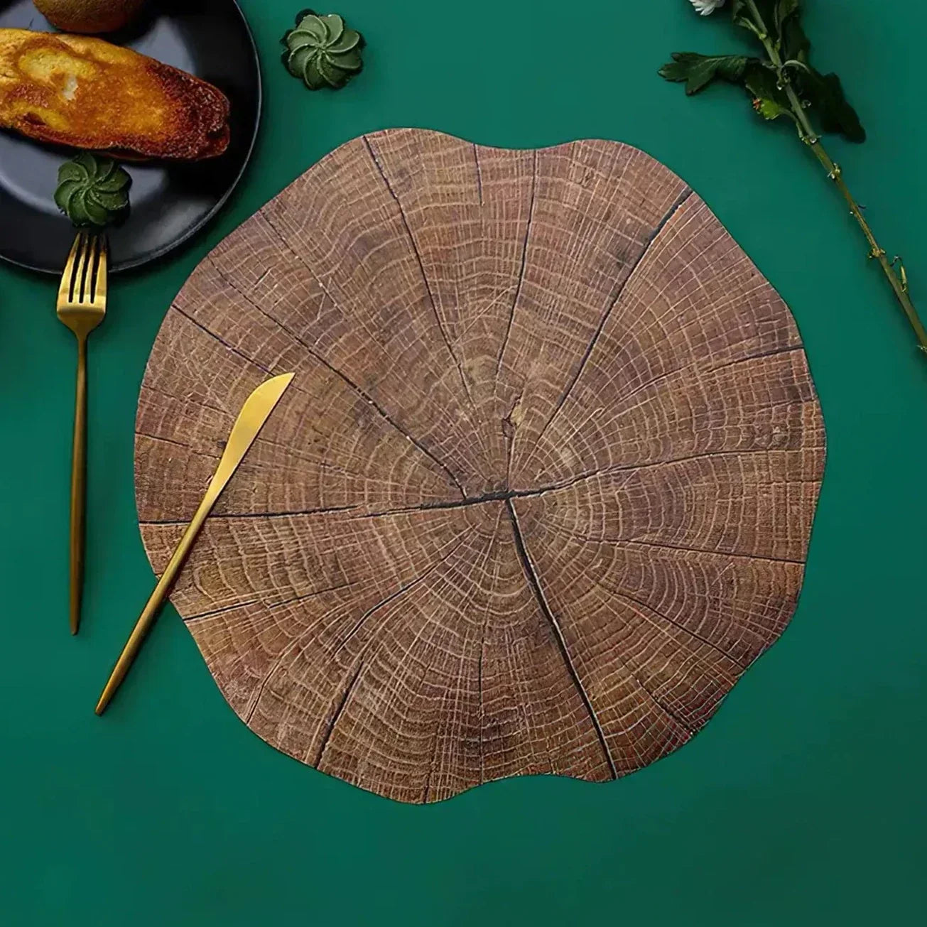 Sandsberg 4-piece Set Tree Ring Placemats | Natural Wood Look | Heat Resistant & Non-Slip