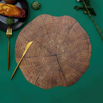 Sandsberg 4-piece Set Tree Ring Placemats | Natural Wood Look | Heat Resistant & Non-Slip