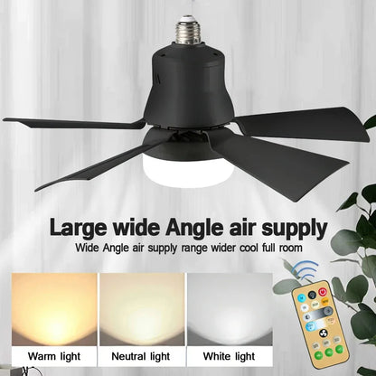 Ceiling Fan LED with Remote Control – Dimmable 30W, E27 Base, Modern Smart Wireless Fan Light for Bedroom and Living Room | Bowlift