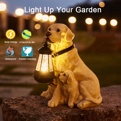 Skanto | Solar-Powered Resin Dog Statue Lamp