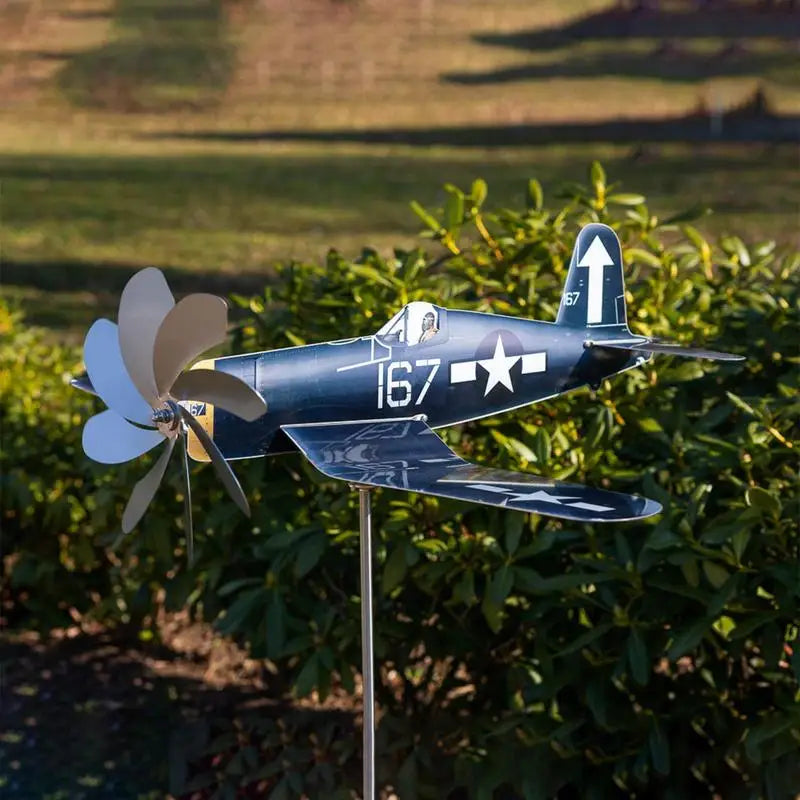 BowLift | Wind Spinner AeroTwist | Airplane Garden Windmill made of Stainless Steel | Weatherproof & rotating in the wind | For Garden, Terrace & Balcony