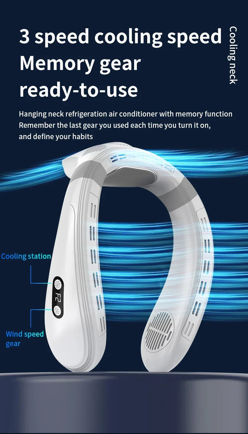 Portable Neck Fan 5200mAh – Rechargeable Wearable Semiconductor Cooling Fan, Personal Outdoor Neck Air Conditioner | Bowlift