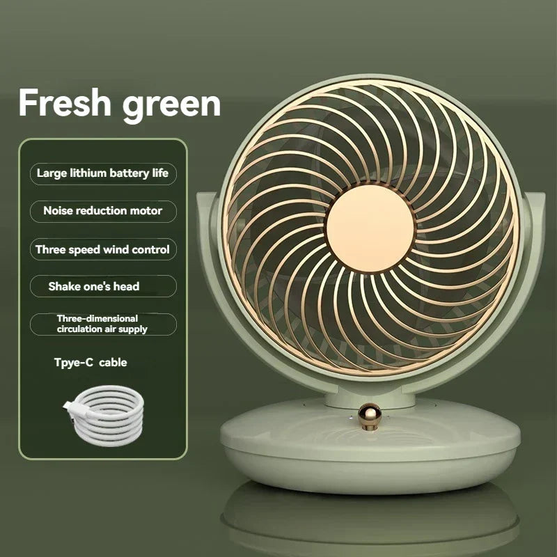 Karnz | BreezeLoop Table Fan with 360° Rotation | USB Fan with 3 Speeds & Battery | Quiet & Compact | For Office, Bedroom & Home