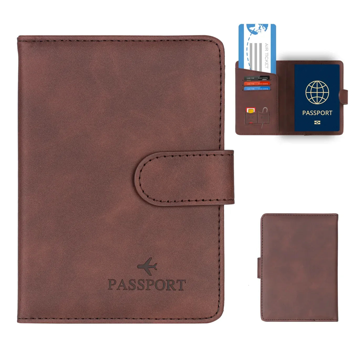 Skanto | Travello Passport Holder | RFID Protection | Genuine Leather Look | For Women and Men