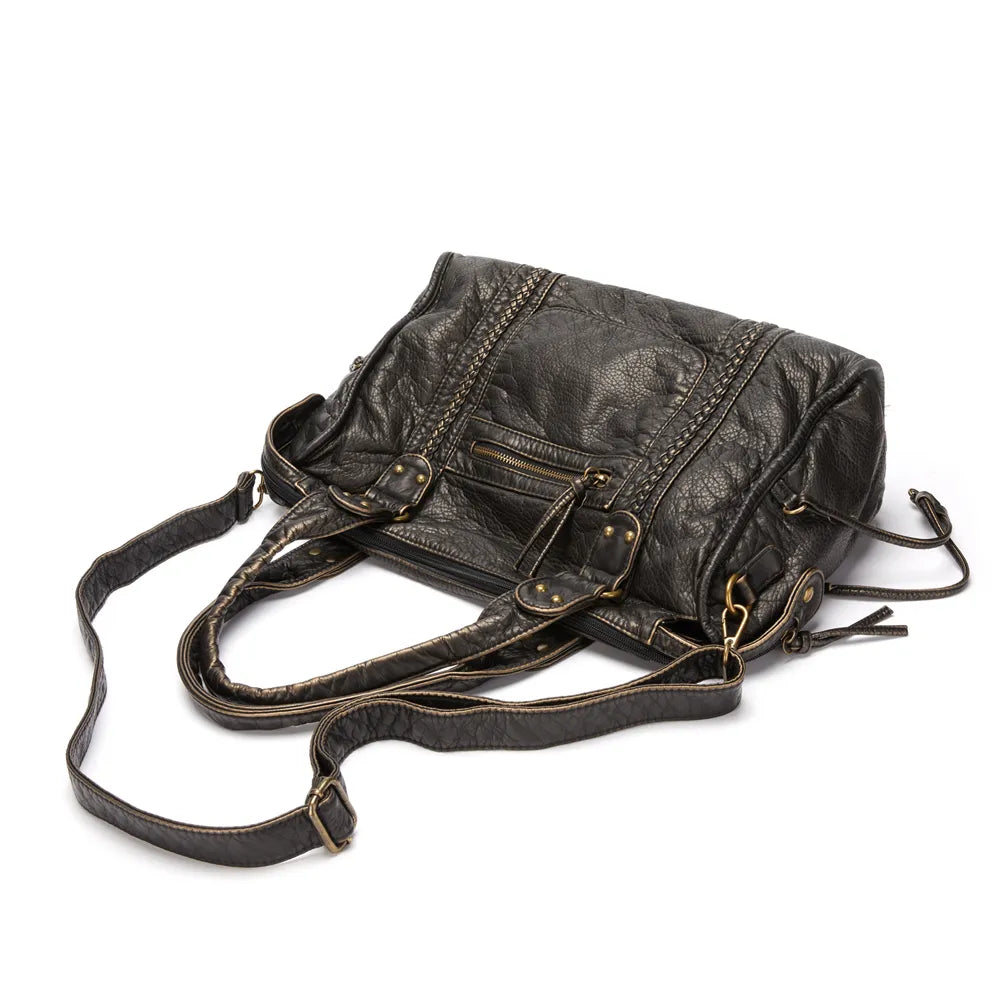Luxury black leather handbag