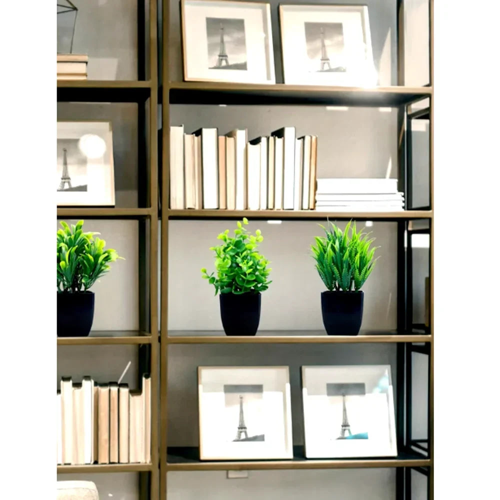 BowLift | Leafora Artificial Eucalyptus Plant in Black Pot | Mini Decorative Plant | For Table, Bathroom & Office