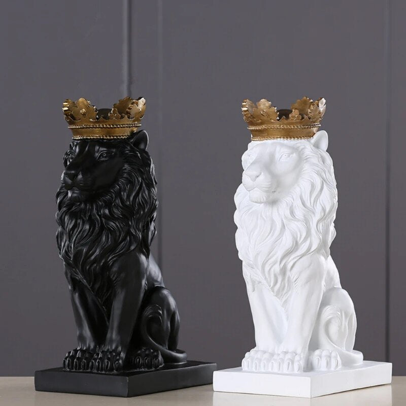 Skanto Tier Figur Resin Crown Lion Statue Handmade Artwork Gift Home Office Decor Ornament Living Room Desk Home Decor