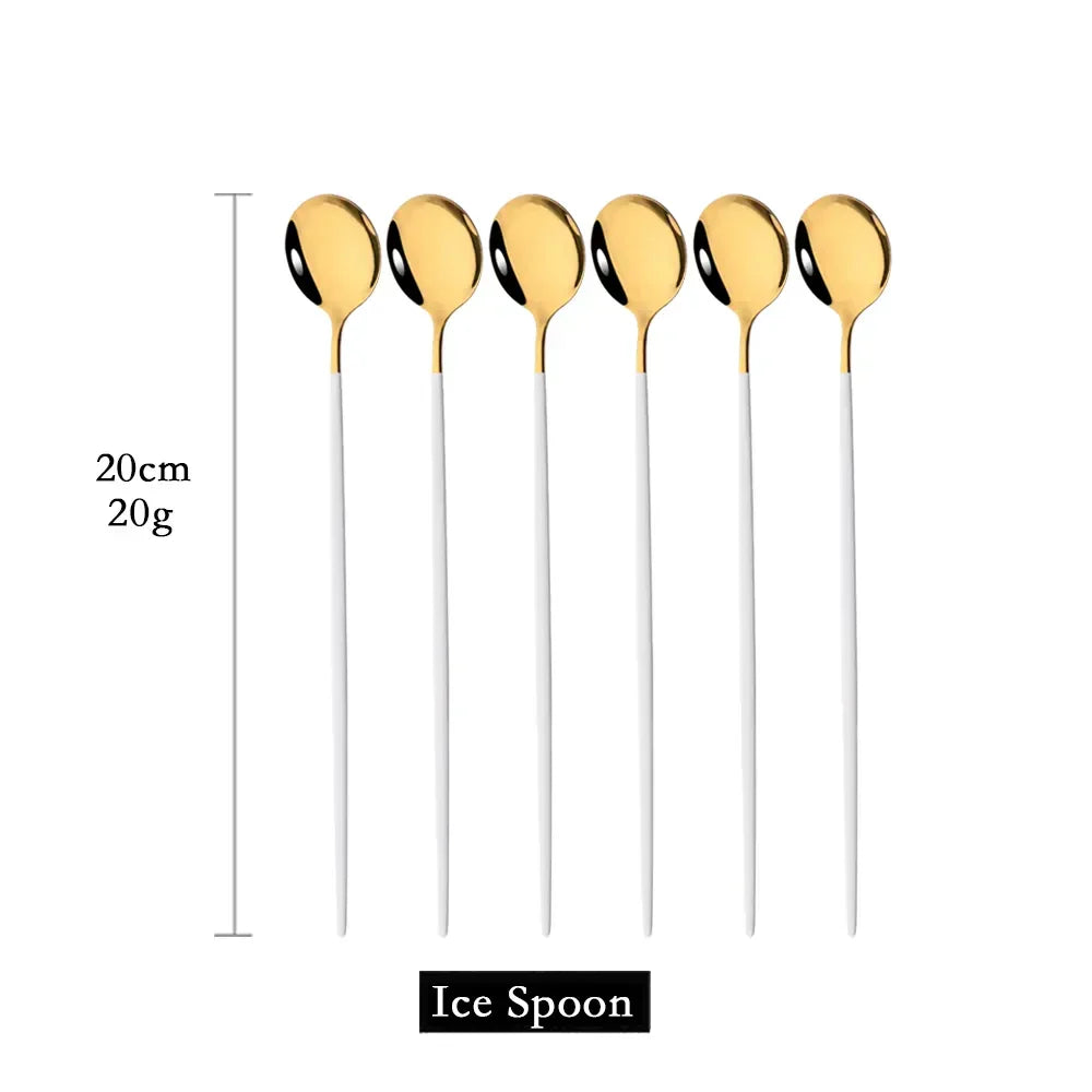 Skanto | Golden 6-Piece Long Handle Spoon Set