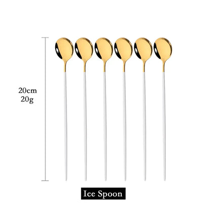 Skanto | Golden 6-Piece Long Handle Spoon Set