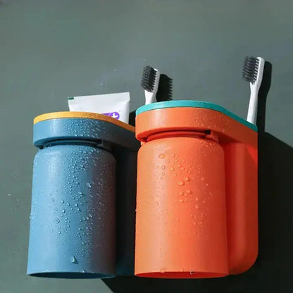 BowLift | Self-adhesive toothbrush holder with cup – Space-saving