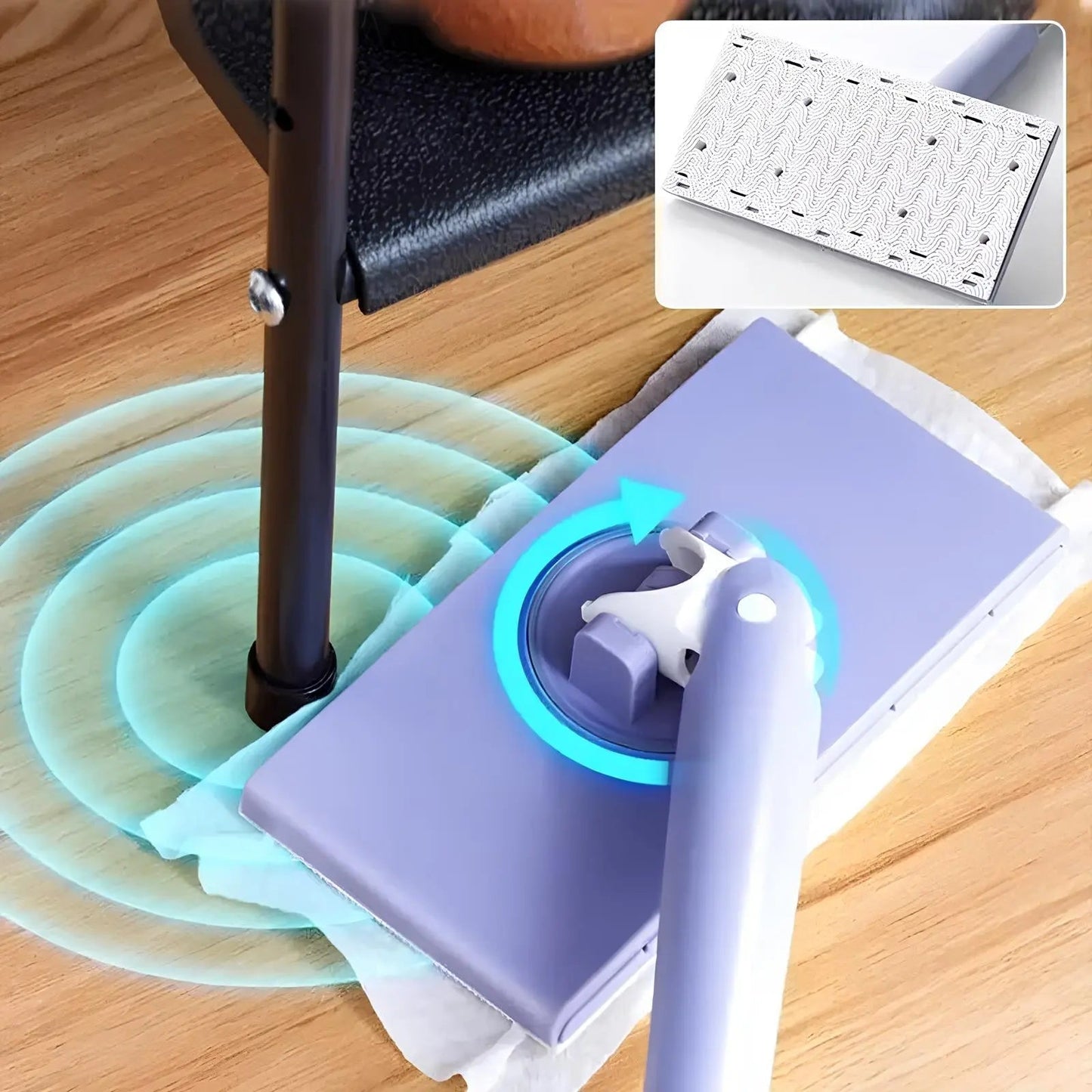 BowLift | Self-changable flat mop (NOW 180% larger) + 4 cleaning cloths