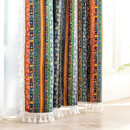 BowLift | Serina Boho Striped Tassel Curtain for Living Room Window