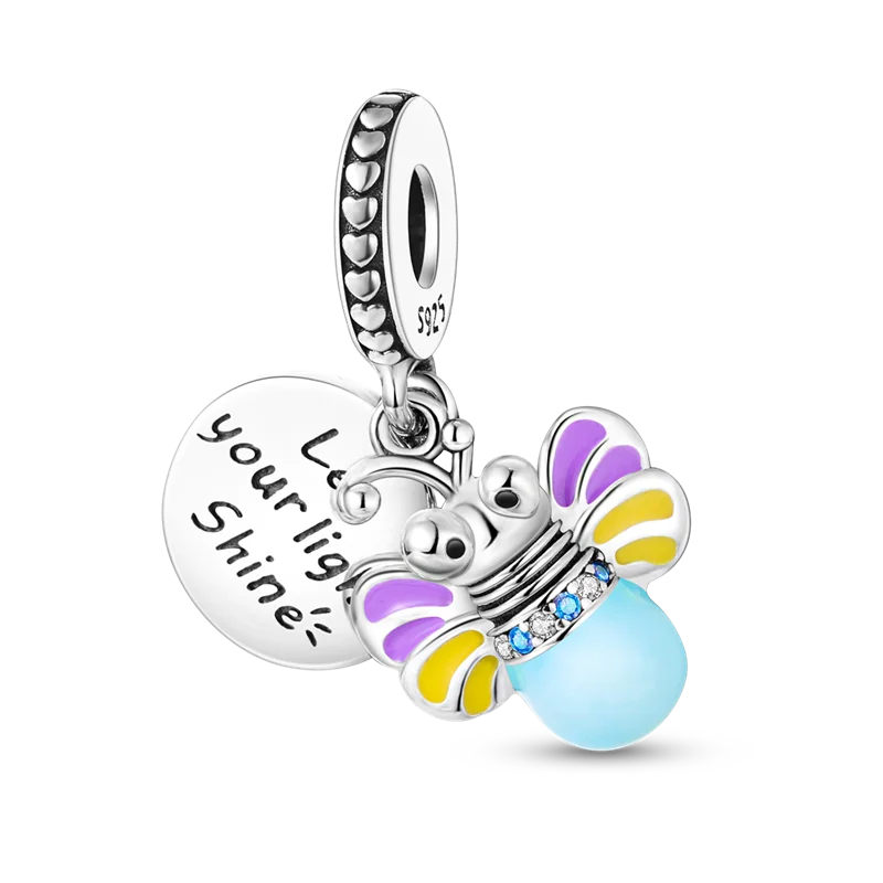 Skanto | 925 Silver Golden Leopard Charm Beads Colorful Chameleon Rhinoceros Lion Scarab Cat Pendant Compatible with Original Pandora Bracelet Jewelry