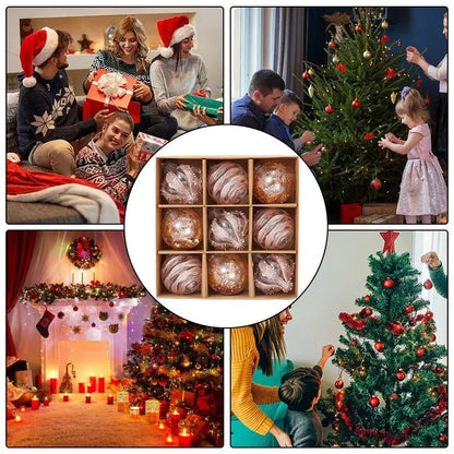 Skanto | GlansFeest Christmas Ornaments – Set of 9 Plastic Decorations with Snowflake and Ball Design