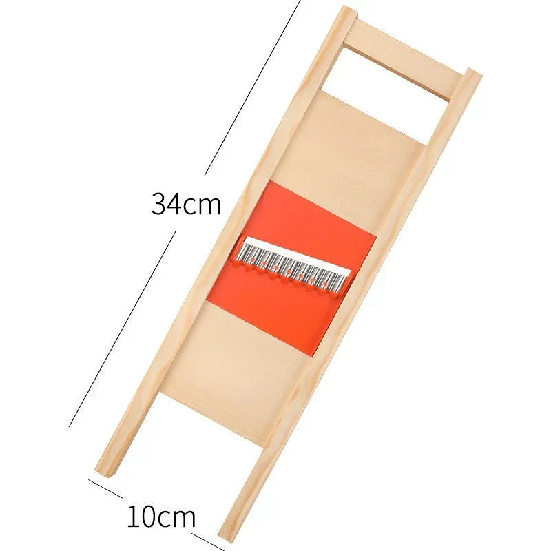 BowLift | CrissChef Potato Slicer | Grid Shape & Stainless Steel | Creative Vegetable Chips | Wooden Handle