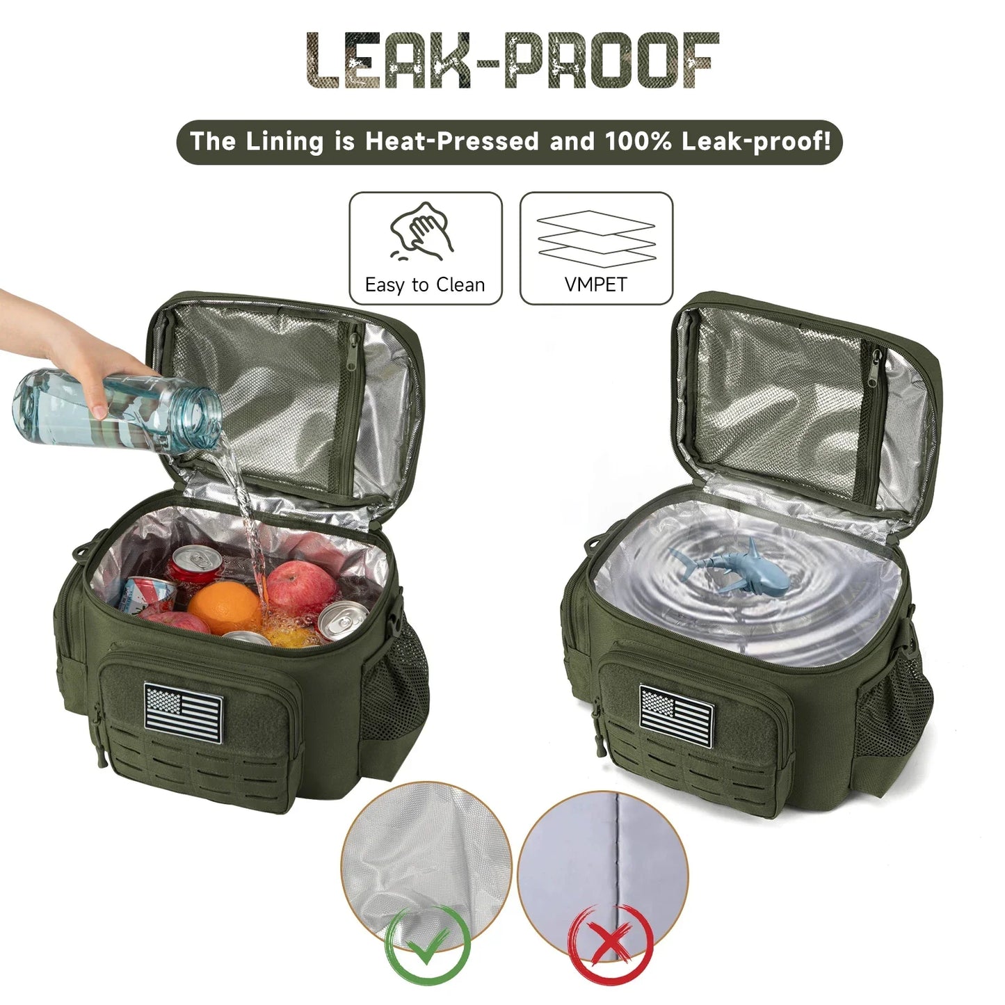 Skanto | Men's Military Tactical Lunch Box - Rugged, Leak-Proof, Insulated Thermal Cooler Bag for Work, Camping, Picnic Meals
