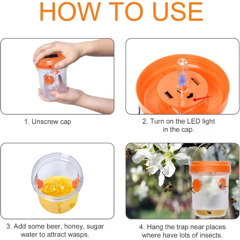 BowLift | Solar-Powered Wasp and Yellow Jacket Trap with UV Light, Reusable Outdoor Insect Catcher