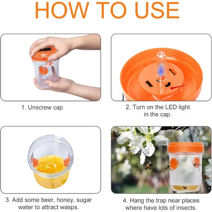 BowLift | Solar-Powered Wasp and Yellow Jacket Trap with UV Light, Reusable Outdoor Insect Catcher