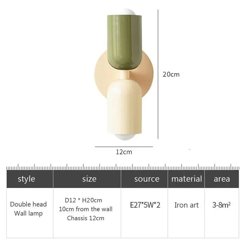 Modern, minimalist Nordic LED wall light in cream with two light heads for living room, bedroom and study – ideal as interior decoration.