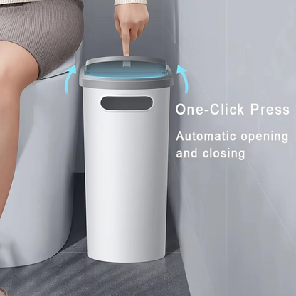 BowLift | Streamlined Space-Saving Trash Can with Easy Press-Top Lid