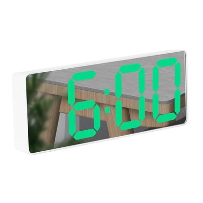 Modern Electronic Mirror Alarm Clock with LED Display, Alarm Function and Temperature Display – Stylish Digital Clock for Bedroom and Office