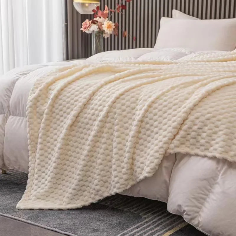 BowLift | Checked Soft Velvet Blanket Warm Cozy Throw for Couch and Bed