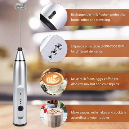 BowLift | Portable USB Electric Milk Frother Handheld Coffee Whisk and Mini Food Blender