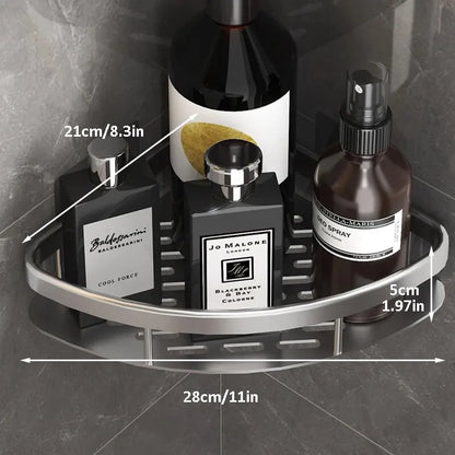 Skanto | Wall-Mounted Bathroom Storage Holder: No-Drill Corner Cabinet Shower Caddy - WC Shampoo Organizer, Bathroom Shelves