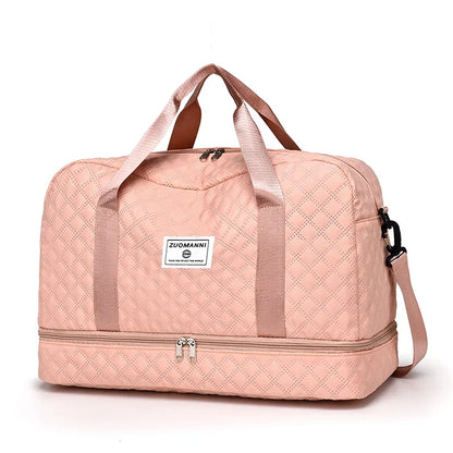 BowLift | Raumio TravelFlex Lightweight Travel Bag with Diamond Pattern | Large Sports & Weekend Bag with Shoe Compartment & Wet Compartment | Cabin Luggage Suitable & Foldable