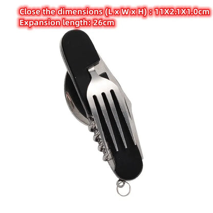 BowLift | OutdoGear 4-in-1 Folding Cutlery | Compact & Multifunctional | Stainless Steel