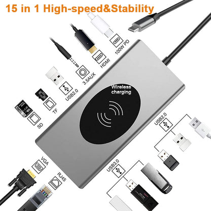 BowLift | 15in1 USB-C Wireless Charging Docking Station