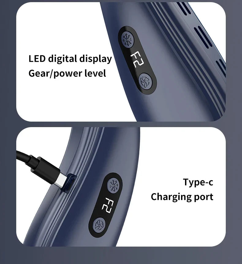 Portable Neck Fan 5200mAh – Rechargeable Portable Semiconductor Cooling Fan, Personal Portable Neck Air Conditioner | Karnz