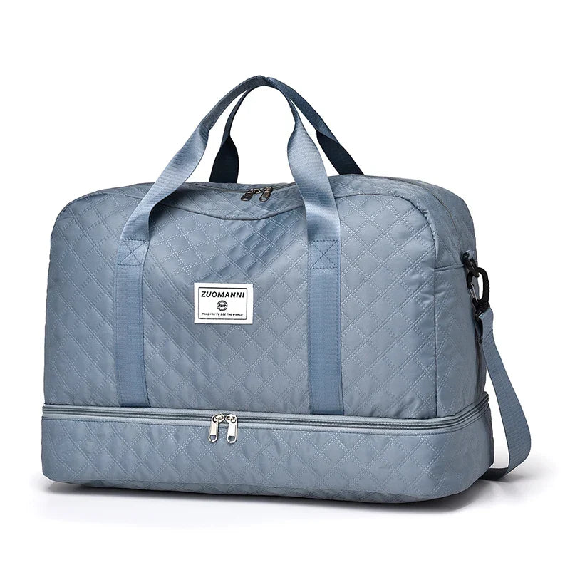 BowLift | Raumio TravelFlex Lightweight Travel Bag with Diamond Pattern | Large Sports & Weekend Bag with Shoe Compartment & Wet Compartment | Cabin Luggage Suitable & Foldable