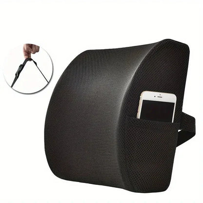 Lumbar support cushion for office chair and car seat - Perfectly balanced memory foam back cushion, versatile support for comfort