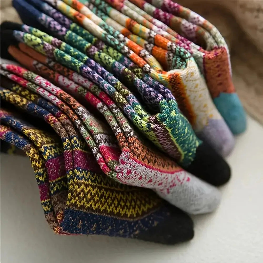 Skanto | Woolina | Women's Wool Socks Set | 5 Pairs | Extra Thick & Warm | Autumn & Winter