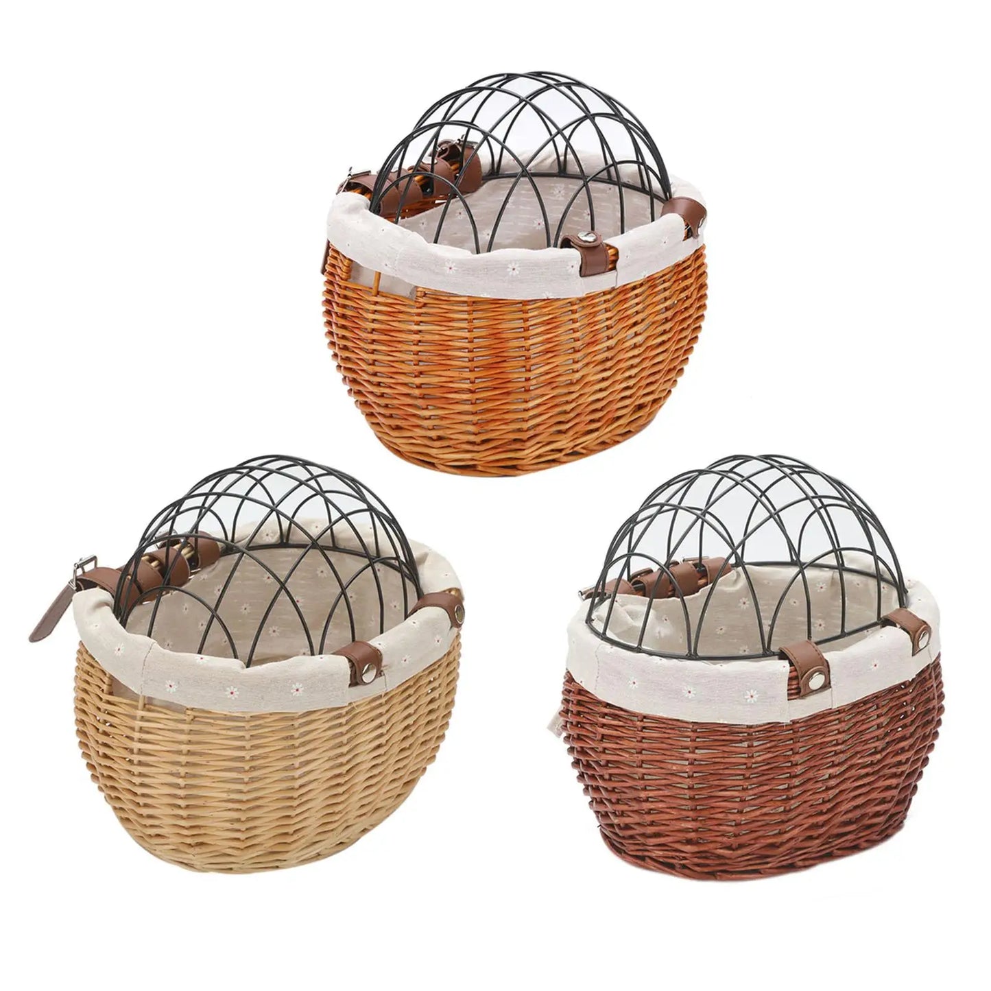 Skanto | PawRide | Front-Mounted Wicker Bike Basket – Secure, Stylish & Weather-Resistant