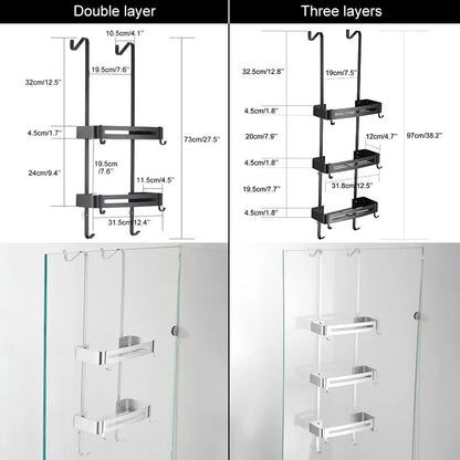 Sleek No-Drill Dual-Layer Shower Organizer Shelf