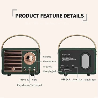 Skanto | Vintage-style Wireless Bluetooth Speaker with Subwoofer