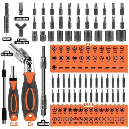 Skanto | 68-in-1 Screwdriver Set with Magnetic Bits & Extension Bar – FortiDrive