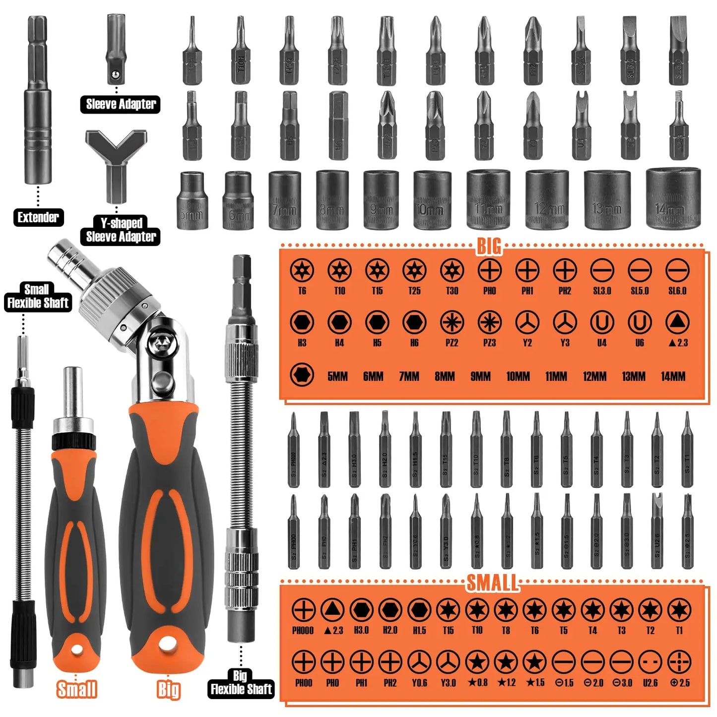 Skanto | 68-in-1 Ratchet Screwdriver Set with Magnetic Bits & Extension Bar – FortiDrive