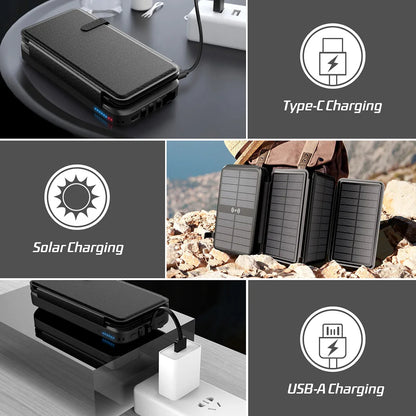 BowLift | Solar Powerbank VoltCore X Pro 43800mAh | 20W Fast Charging | 10W Wireless Charging | Integrated Cables & LED Lamp | Outdoor & Travel