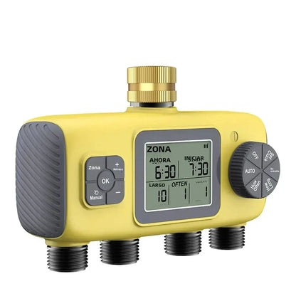HydroVista - 4-Zone Digital Watering System with LCD Screen and IPX7 Waterproof Smart Valve System Skanto