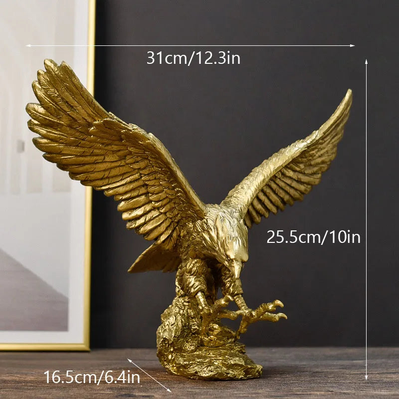 Skanto | Resin Golden Eagle Statue Art Animal Model Collection Ornament Home Office Desk Feng Shui Decor Figurines Simple