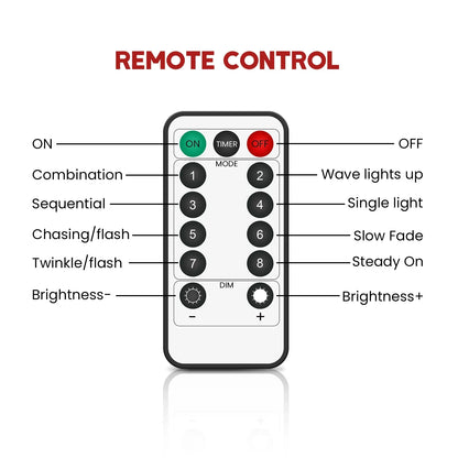 Remote Controlled LED Ladder Christmas Lights with Santa - 8 Modes Indoor Outdoor Decor for Holiday Celebrations