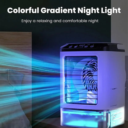 Skanto Portable Air Conditioner Fan Desktop Dual Spray Ultrasonic Atomization 3-Speed Quiet Air Cooler Night Light Electric Fan for Home | Skanto