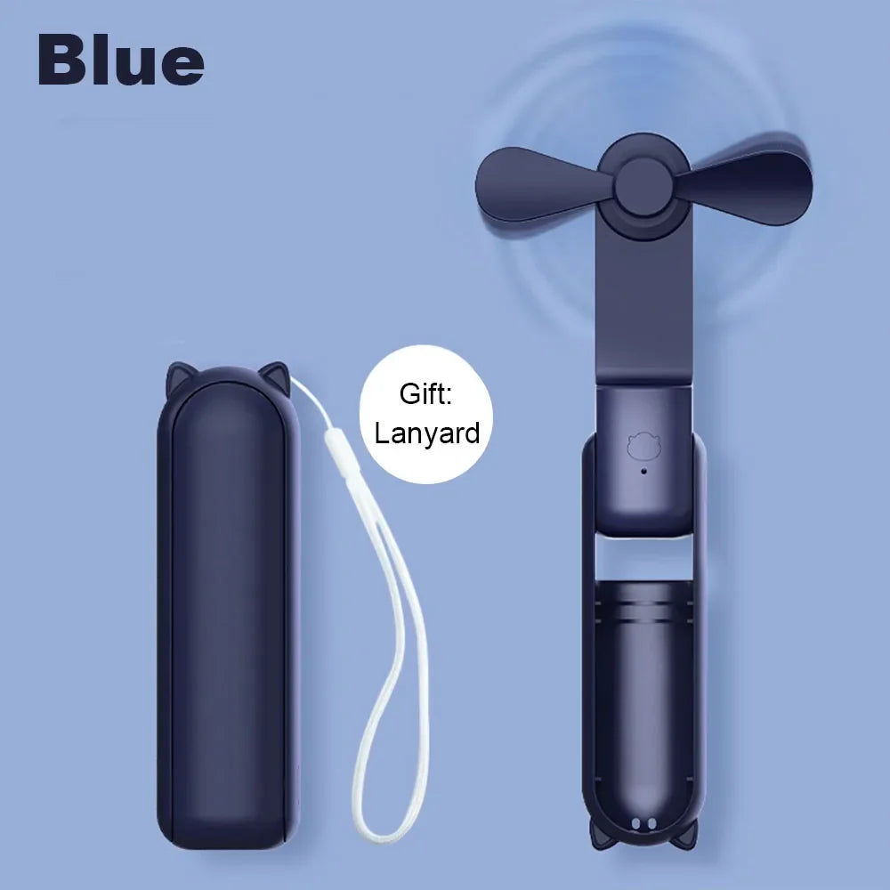 Portable Mini Handheld Fan – Rechargeable foldable pocket fan with battery, cooling handheld fan and power bank function | Karnz