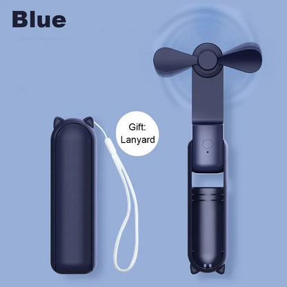 Portable Mini Handheld Fan – Rechargeable foldable pocket fan with battery, cooling handheld fan and power bank function | Karnz