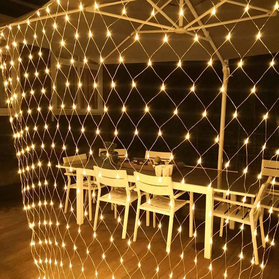 Waterproof LED Net Christmas Lights - 8 Modes or Solar Powered, Ideal for Christmas and Holiday Decorations